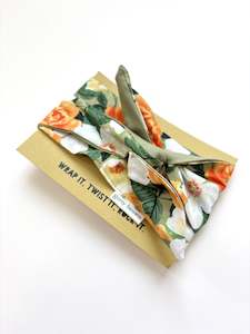 Gerty Brown: Girlband - Orange Flowers / Sage