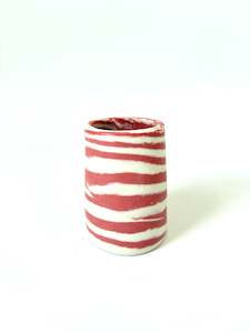 Mystery Creek Ceramics: Ceramic Nerikomi Vase - Tiny - Red Stripe