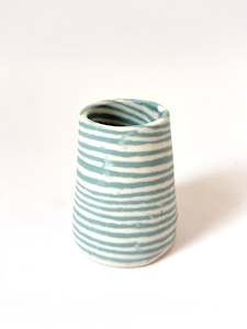 Mystery Creek Ceramics: Ceramic Nerikomi Vase - Tiny - Turquoise Stripe