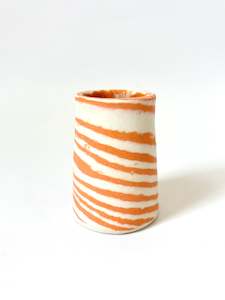 Mystery Creek Ceramics: Ceramic Nerikomi Vase - Tiny - Orange Stripe