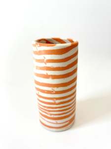Ceramic Nerikomi Skinny Vase - Medium - Orange Stripe