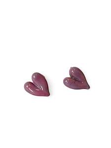 Jewellery Earrings Studs: Glass Heart Studs - Pink