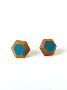 Dark Turquoise Faceted Native Timber Studs