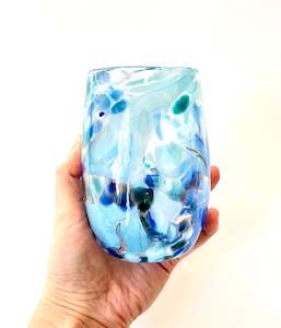 Grinter Glass: Handblown Glass Tumbler - Blue Shard