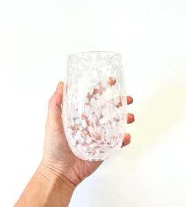 Grinter Glass: Special edition Handblown Glass Tumbler - Clear + White Flecks