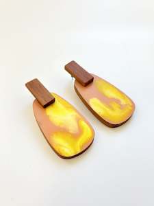 Peach / Yellow Native Timber Swirl Earrings