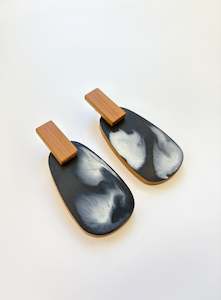 Gwyneth Hulse Design: Black / White Native Timber Swirl Earrings