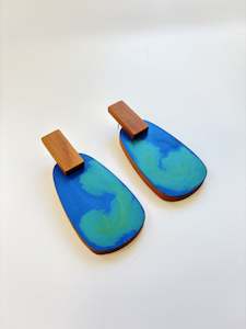 Bright Blue / Turquoise Native Timber Swirl Earrings