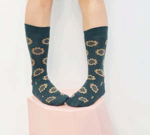 Sly Company: Merino Floral Socks - Forest, Clay