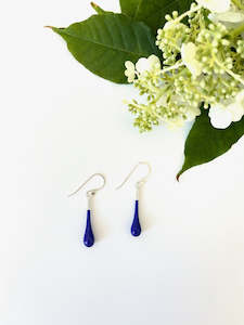 Glass Teardrop Earrings - Ink