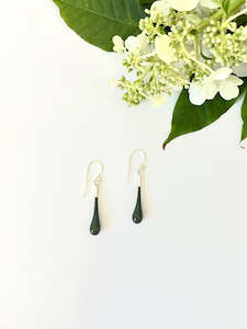 Wearing Glass: Glass Teardrop Earrings - Dark Olive