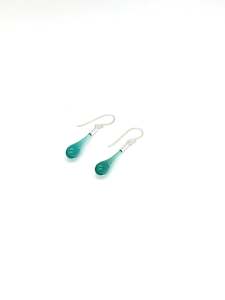 Glass Teardrop Earrings - Teal