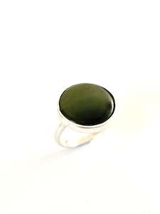 Large Flat Round Ring (RI-RO1) - Jade & Sterling Silver