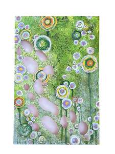 In my Garden original painting by Liz McAuliffe - Large Carved Panel 91.5 x 61