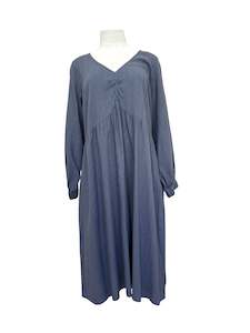 Clothing: Abby Dress Long Sleeve - Blue Chevron