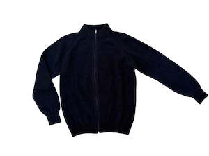Tops: Possum Merino Men's Patch Jacket - Midnight Blue - full zip