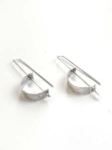Silver Wide Curve on Long Post Earrings