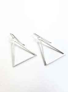 Silver Large Triangle Dangle Earrings