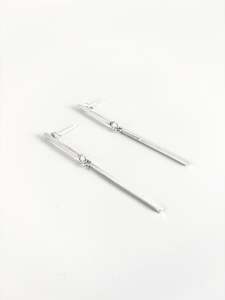 Kouka Design: Long Silver Two-Piece Bar Earrings