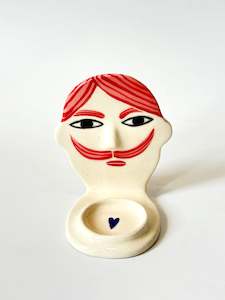 Pink and Red Gentleman Candle Person - Ceramic candle holder by Studio Soph