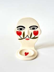 Studio Soph: Bald Gentleman Candle Person with Tulip Cheeks - Ceramic candle holder by Studio Soph