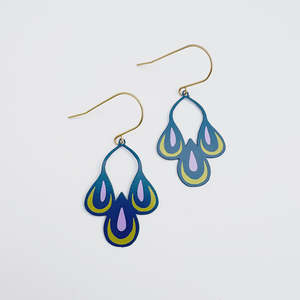 Jewellery: Midi Spring Shape Earrings #1 in Navy / Pink / Yellow