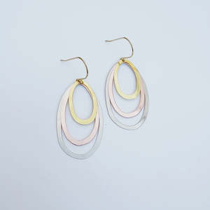 Jewellery: Midi Triple Oval Earrings in Mixed Metals