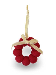 Products: Bow Wreath - NZ Felted Wool - Red / Cream