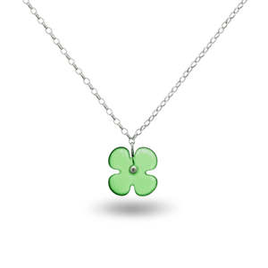 Hydrangea Flower Necklace - Green Glass