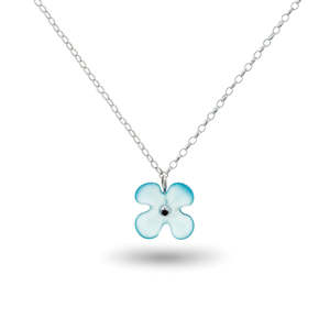 Necklaces: Hydrangea Flower Necklace - Light Blue Glass