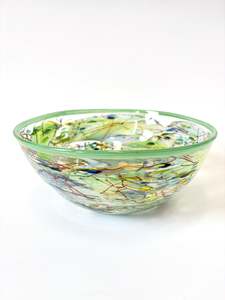 Art Objects: Green Shard Handblown Glass Statement Bowl (22677)