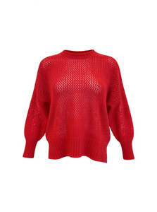 Clothing: Cherry Red 'Lax' Jumper - Cotton/Merino blend