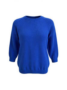 Clothing: "Penny" Textured Jumper - Cobalt
