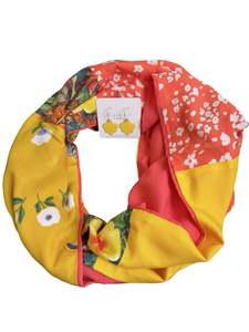 Infinity Scarf - Bright Tropical Botanicals / Coral