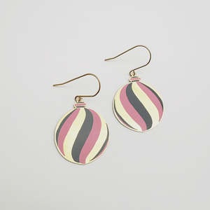 Jewellery Earrings Dangles: Midi Vintage Bauble in Gold, Pink & Grey