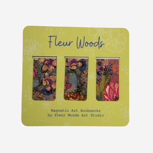 Fleur Woods Art: Magnetic Bookmarks (Set of 3) ' Meadow' print by Fleur Woods