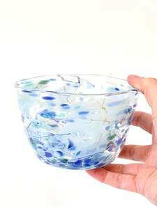 Grinter Glass: Handblown Glass Lolly Bowl - Blue Shard