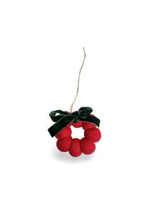 Store17: Mini Bow Wreath - NZ Felted Wool - Red / Green