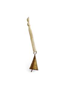 Store17: Brass Bell with Velvet Cord - White
