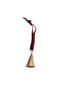 Brass Bell with Velvet Cord - Red