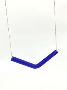 Glass Angle Necklace - Cobalt Blue