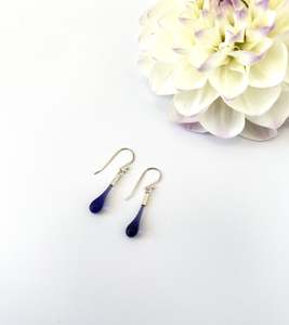 Glass Teardrop Earrings - Violet