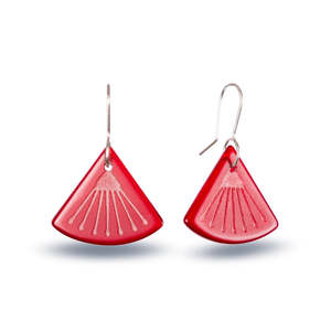 Pōhutukawa Flower Earrings - Red Glass
