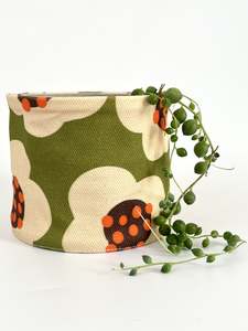 Homewares: Canvas Planter - Olive Green flowers