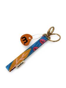 Accessories: Key Wristlet - Blue Leaves