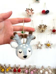 Reindeer Head Decoration - Ice Blue