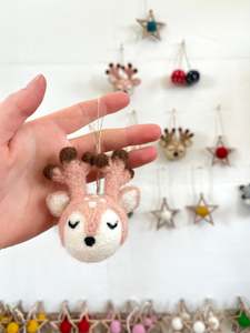 Reindeer Head Decoration - Pink