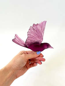 Glass Birds: Stitchbird / Hihi - Gold Amethyst