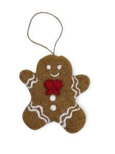Felt Gingerbread Man Decoration with Bow Tie