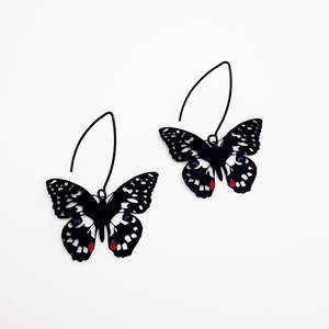 Midi Chequered Swallowtail Butterfly Earrings